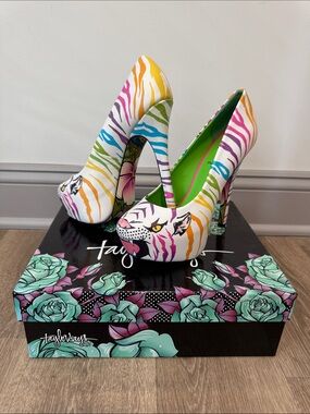 Taylor Says Rainbow Tiger Stripe Platform Pumps